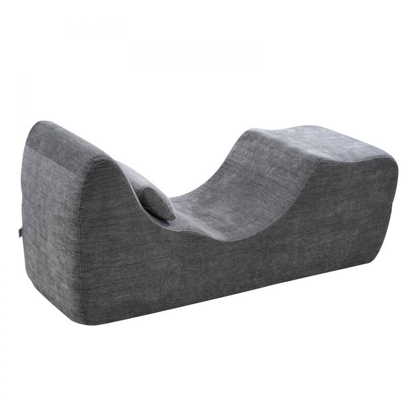 Grey Upholstery Yoga Chaise Lounge with Ergonomic Design and Wide Side Platform - 59.84 x 23.62 × 27.56 in