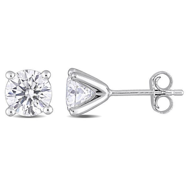 Miadora 2ct DEW Moissanite Solitaire Stud Earrings in Sterling Silver - 6.6 mm x 6.6 mm x 6 mm. Opens flyout.