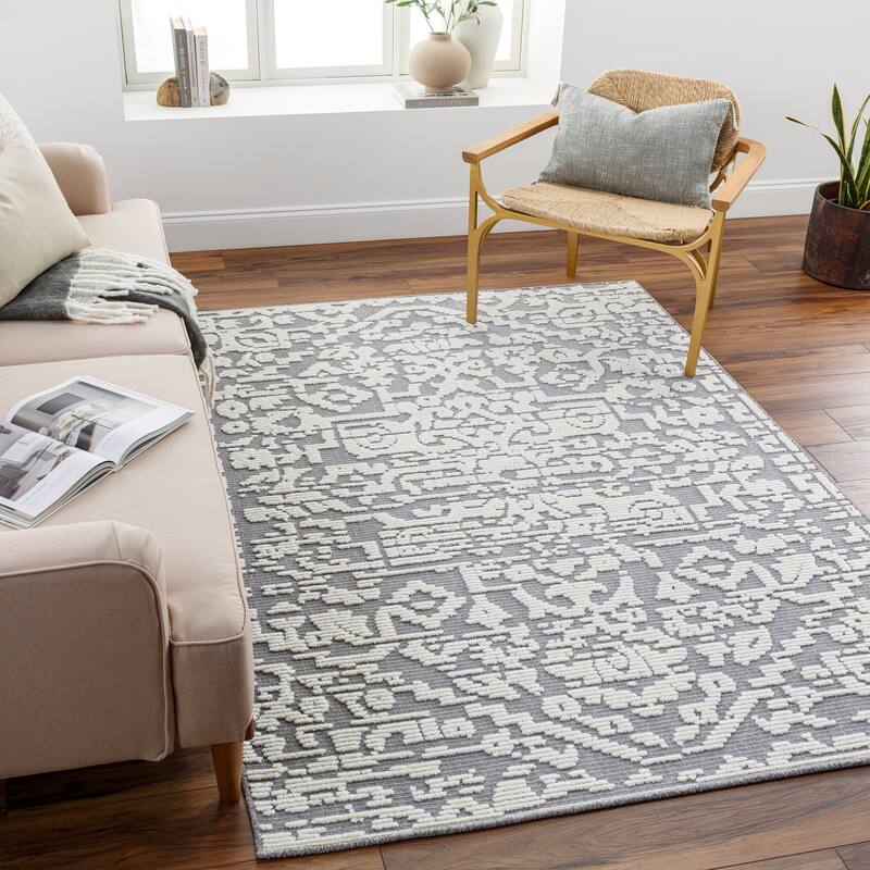 Livabliss Jenkins Traditional Machine Washable Area Rug - 3' 3" x 5' - Grey/Cream