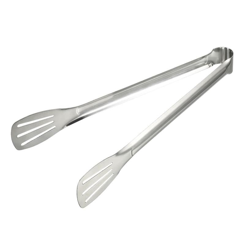 11.22" Stainless Steel Barbecue Tongs, Metal Food Tongs BBQ Grilling Accessories - Silver Tone