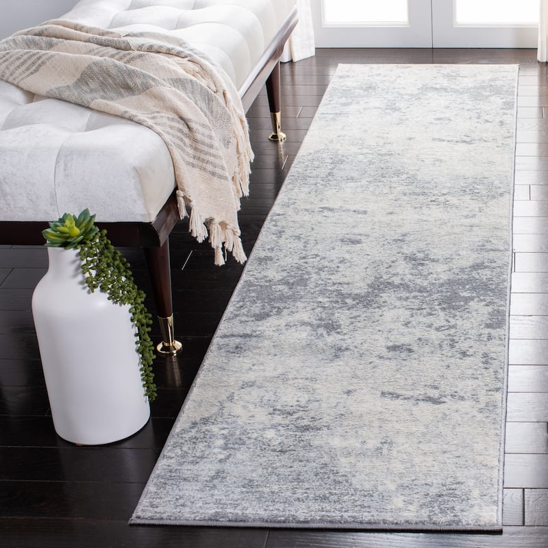 SAFAVIEH Brentwood Malissie Modern Abstract Rug - 2' x 8' Runner - Grey/Ivory