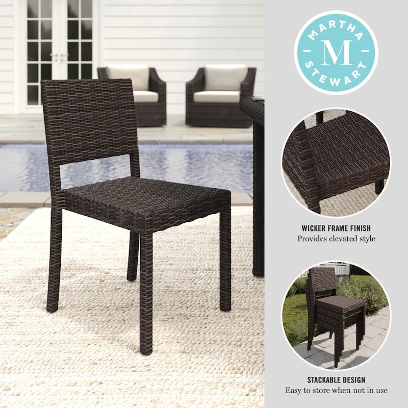 Martha Stewart Outdoor Rattan Wicker Stackable Side Dining Chair - 18.5"W x 21.75"D x 33.5"H