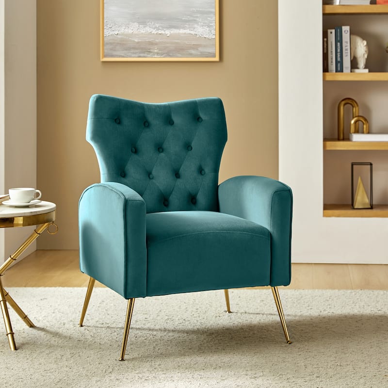 Abadiana Accent Tufted Chair with Metal Base by HULALA HOME