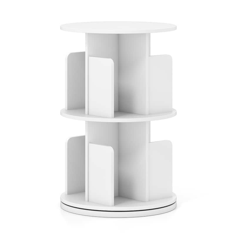 2-Tier Freestanding Bookshelf with Rotating Storage Shelves Rack for Books or Decor - 15.5" x 15.5" x 26"