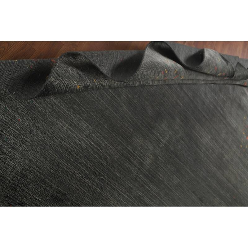 Grey Tribal Gabbeh Oriental Area Rug Hand-Knotted Wool Carpet - 7'10" x 9'9"