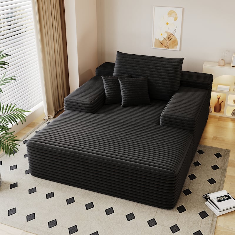 Oversized Corduroy Upholstered Single Sofa Chaise Lounge Chair Fluffy Plush Cloud Sofa Bed Sleeper Couch Reading Chair