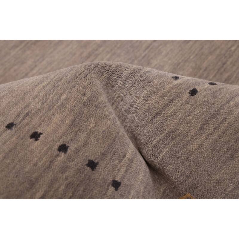 ECARPETGALLERY Hand Loomed Indo Gabbeh Grey Wool Rug - 5'0 x 7'11