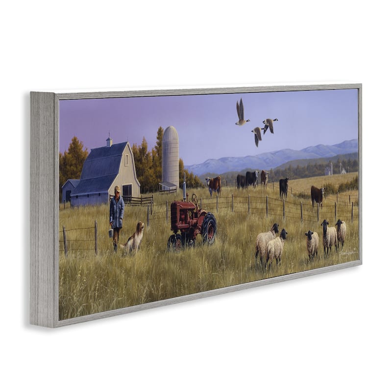 Stupell Geese Over Lush Farm Scene Framed Giclee Art Design By Frank Parker (Young)