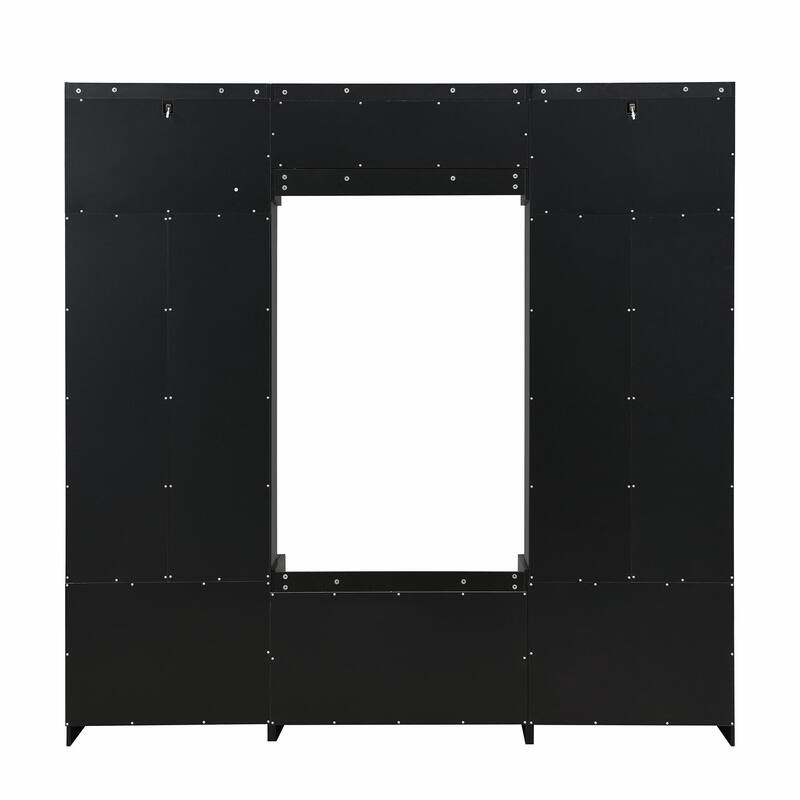 79.1'' Wide Modern Hall Tree with 8 Cubbies, 7 Coat Hooks & Adjustable Shelf