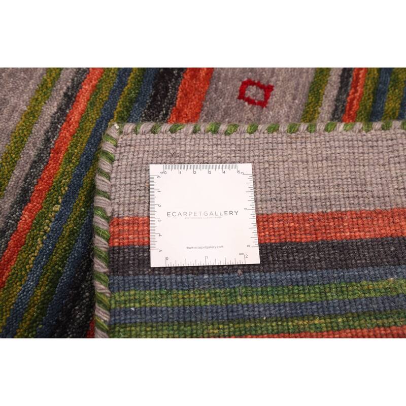 ECARPETGALLERY Hand Loomed Kashkuli Gabbeh Grey Wool Rug - 6'9 x 9'9