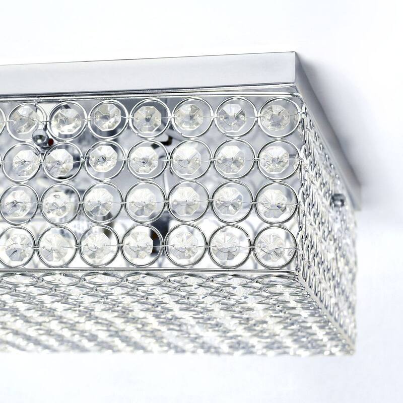 Elegant Designs 12 Inch Elipse Crystal 2 Light Square Ceiling Flush Mount - 12 x 12 x 5 in