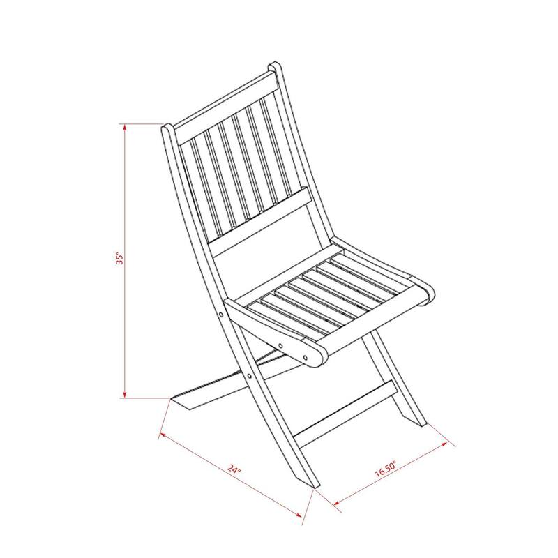 7-Piece Outdoor Table Set - Patio Dining Set with 6 Folding Chairs & Round Table - Natural Wood Finish - 72