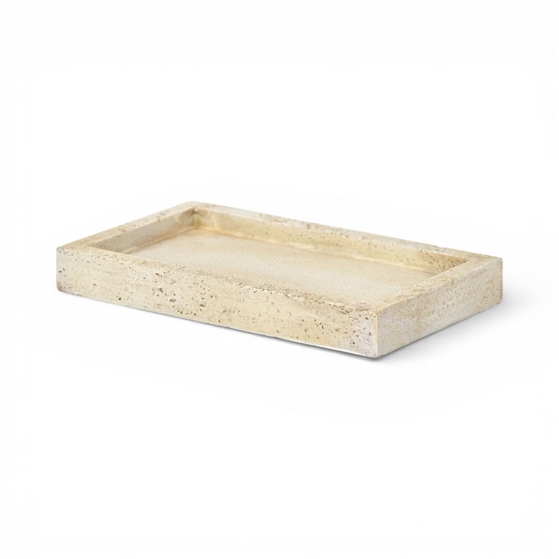 Avice 9.75" Beige Stone Style MGO Decorative Rectangle Tray