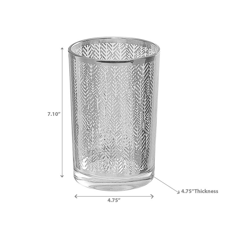 Glass Candle Holder Silver Leaf - N/A