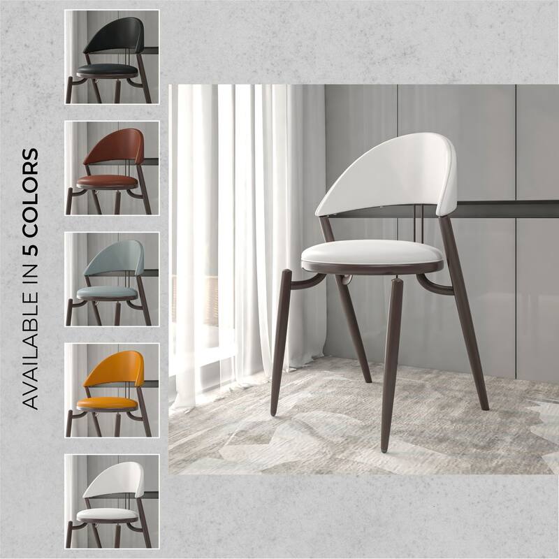 Venice Upholstered Leather Dining Chair Open Back Accent Side Chair with Iron Legs
