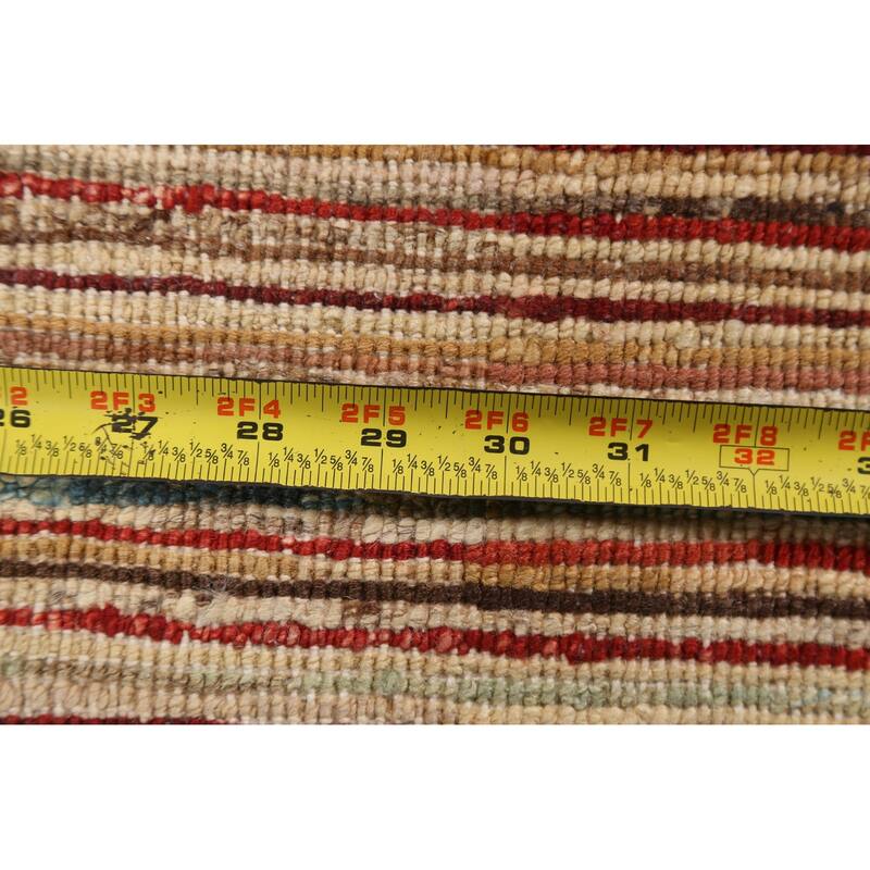 Striped Modern Gabbeh Kashkoli Wool Area Rug Hand-knotted Foyer Carpet - 2'6" x 3'10"