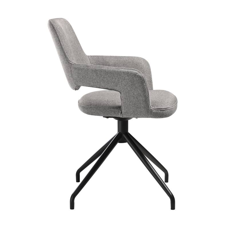 Penny Brown or Grey Fabric Swivel Dining Chairs with Black Metal Legs - Set of 2