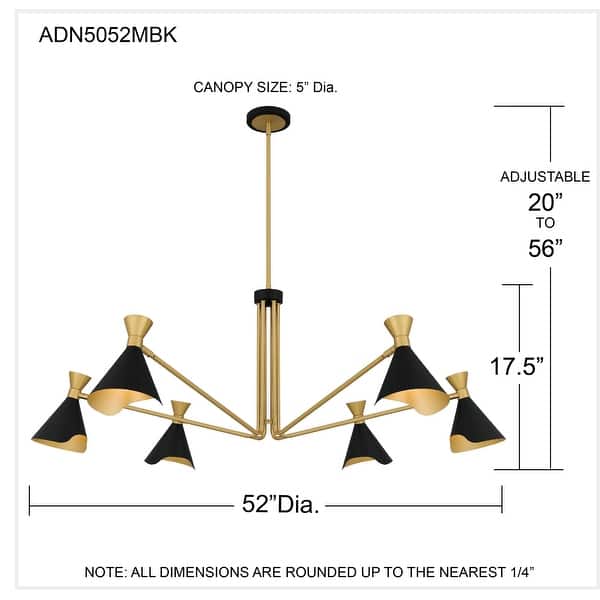 Arden 6-Light Matte Black Chandelier