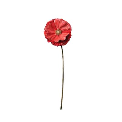 18" Coral Pink Poppy Artificial Christmas Stem - 18