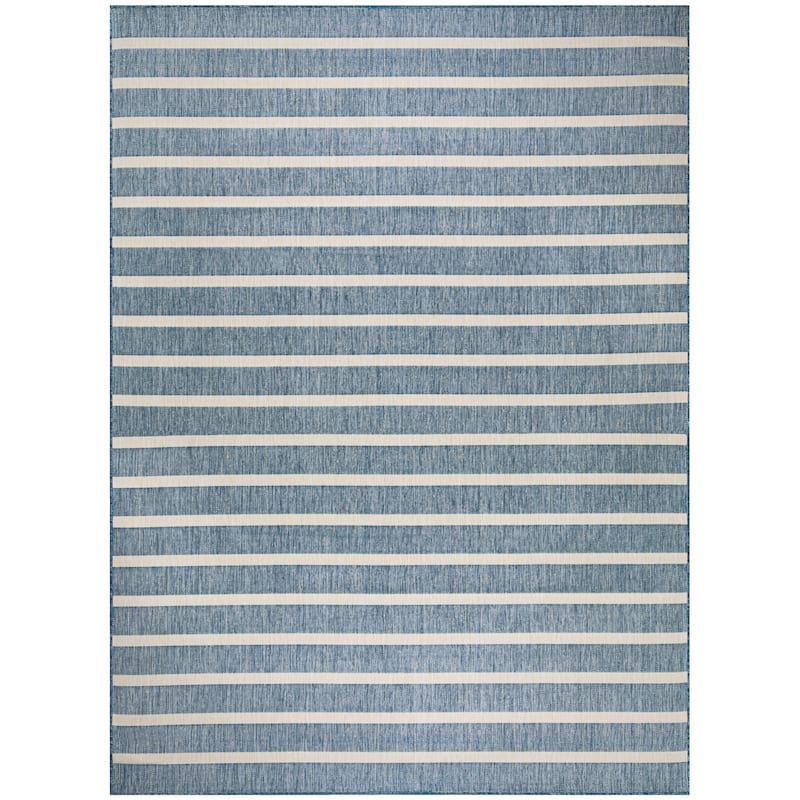 Nourison Selerno Indoor/Outdoor Striped Area Rug. - 8'x10' - Navy/Ivory