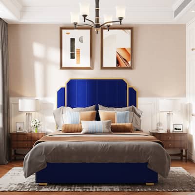 Queen Size Bed Frame, Modern Upholstered Platform Bed, No Box Spring Needed