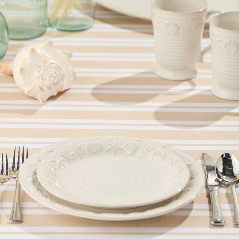 Certified International Coastline Cream 8.5" Salad/Dessert Plates, Set of 4 - 8.50"L x 8.50"W x 1.00"H