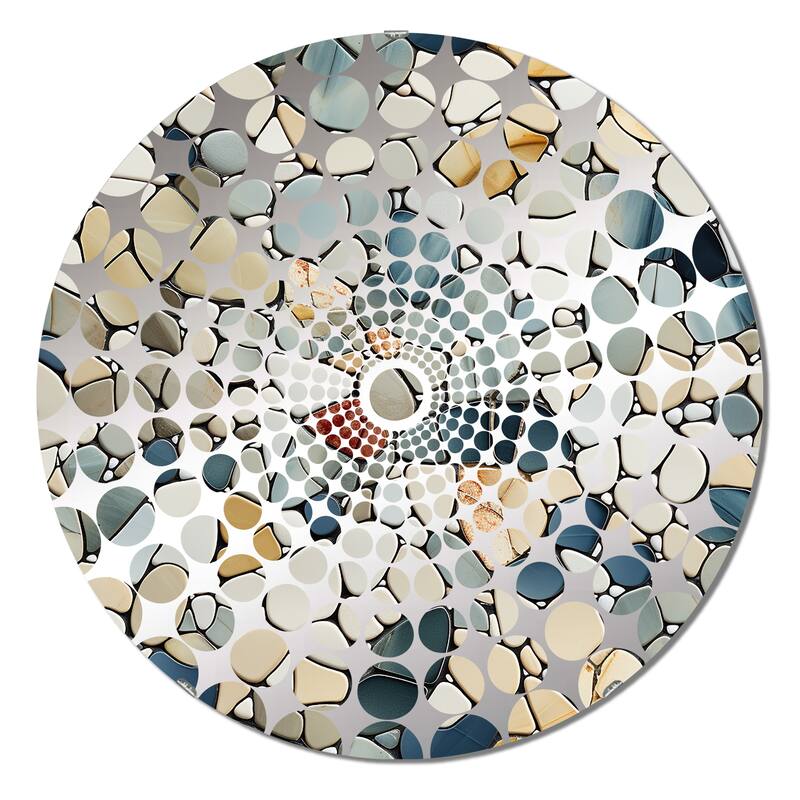 Designart "Pebble Mosaic Tropical Pattern" - Tropical Floral Concentric Circles Decorative Mirror