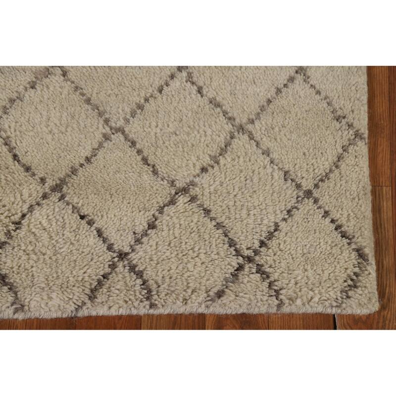 All-Over Trellis Moroccan Oriental Runner Rug Handmade Wool Carpet - 2'6" x 7'11"