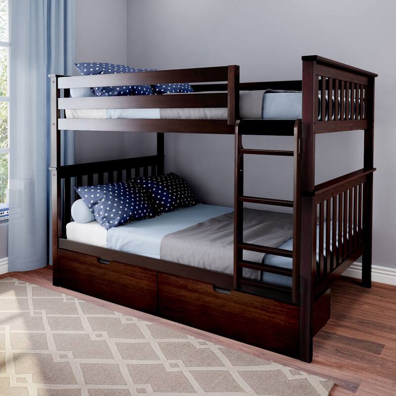 Max and Lily Full over Full Bunk Bed with Storage Drawers