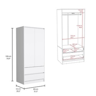 Rectangle 2-Doors Large Armoires with Hanging Rod & Drawers - Bed Bath ...