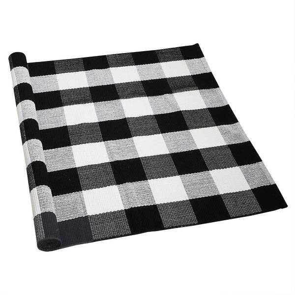 Shop Cotton Checkered Plaid Floor Area Rug Runner Carpet Mat Indoor Outdoor On Sale Overstock 28717881