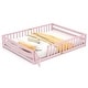 preview thumbnail 11 of 9, Kids' Queen Size Bed Frame Wooden Floor Bed with Safety Rails Pink