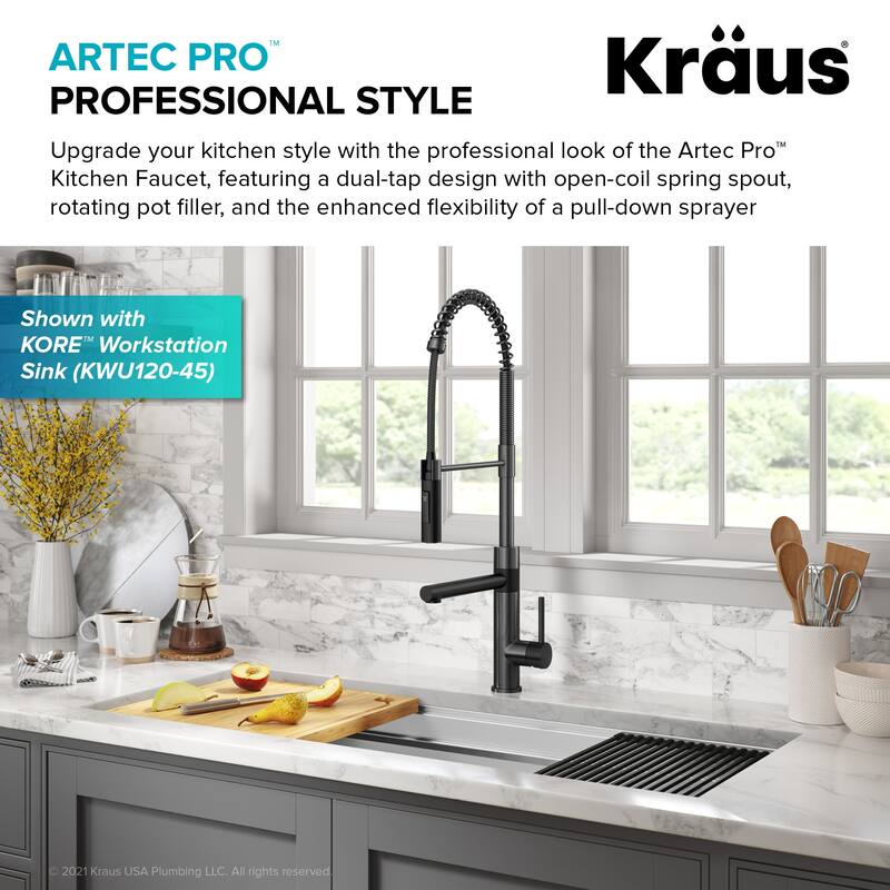 Kraus Artec 2-Function Commercial Pulldown Pot Filler Kitchen Faucet