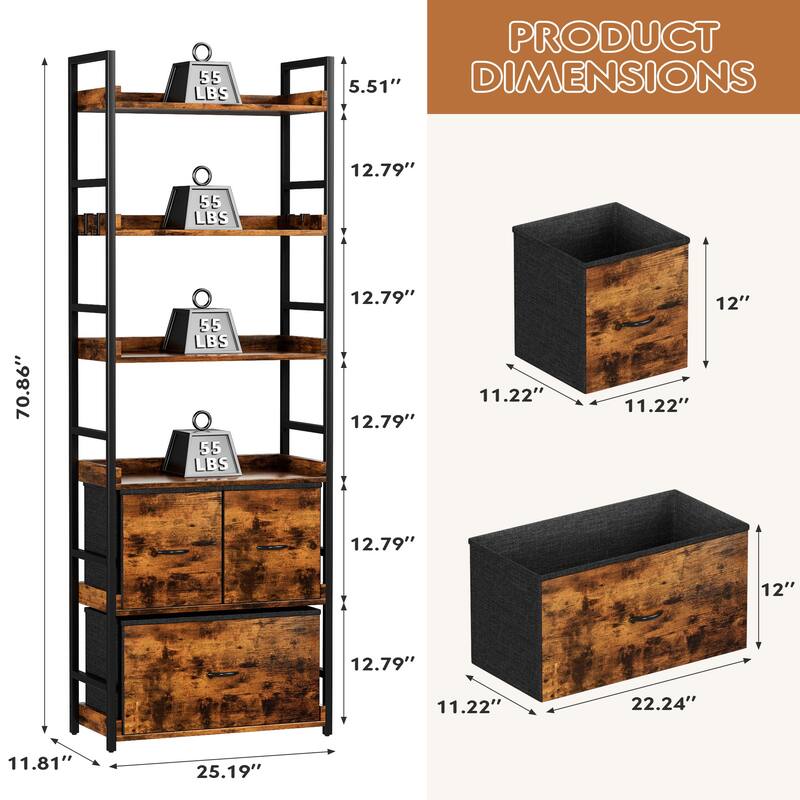 Furniwell 6 Tier Ladder Bookshelf,Metal Frame,Storage Organizer
