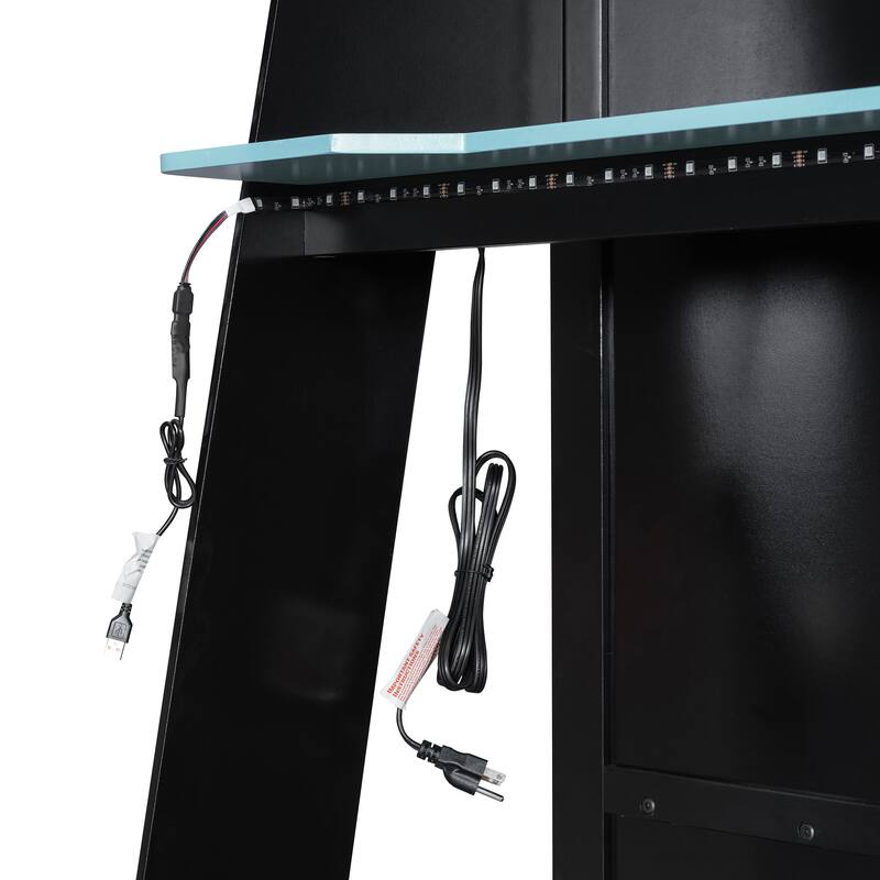 Twin Loft Bed with Esports Desk, RGB Lighting, and Gaming Storage Shelves