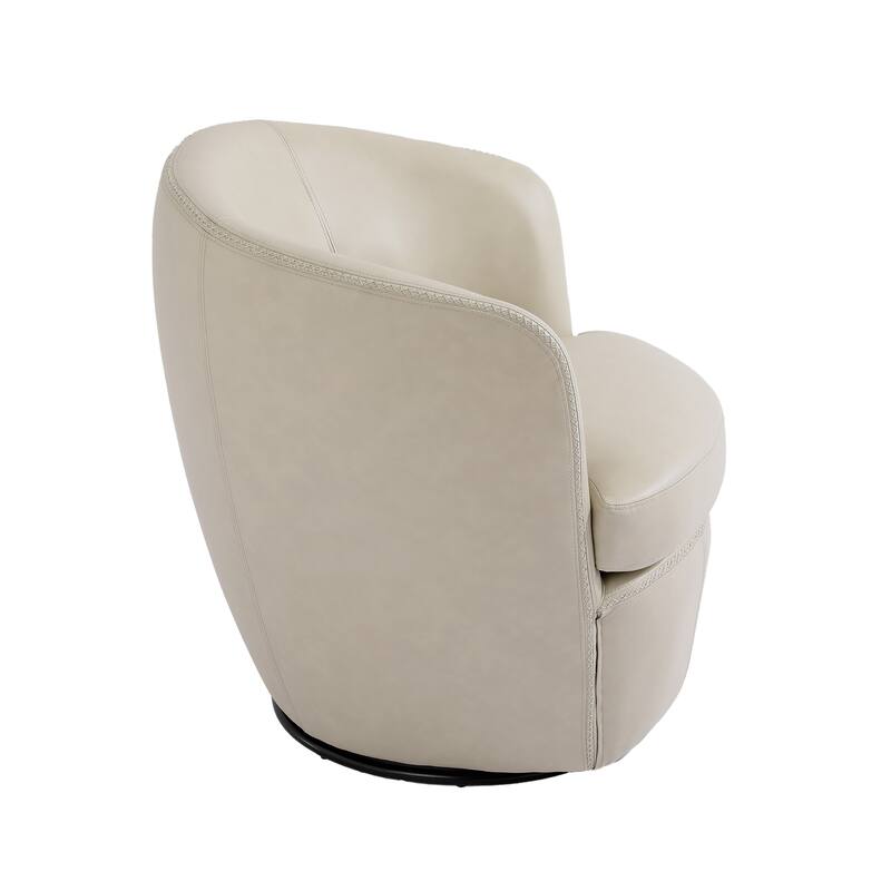 2 Set Faux Leather Club Swivel Barrel Accent Chair