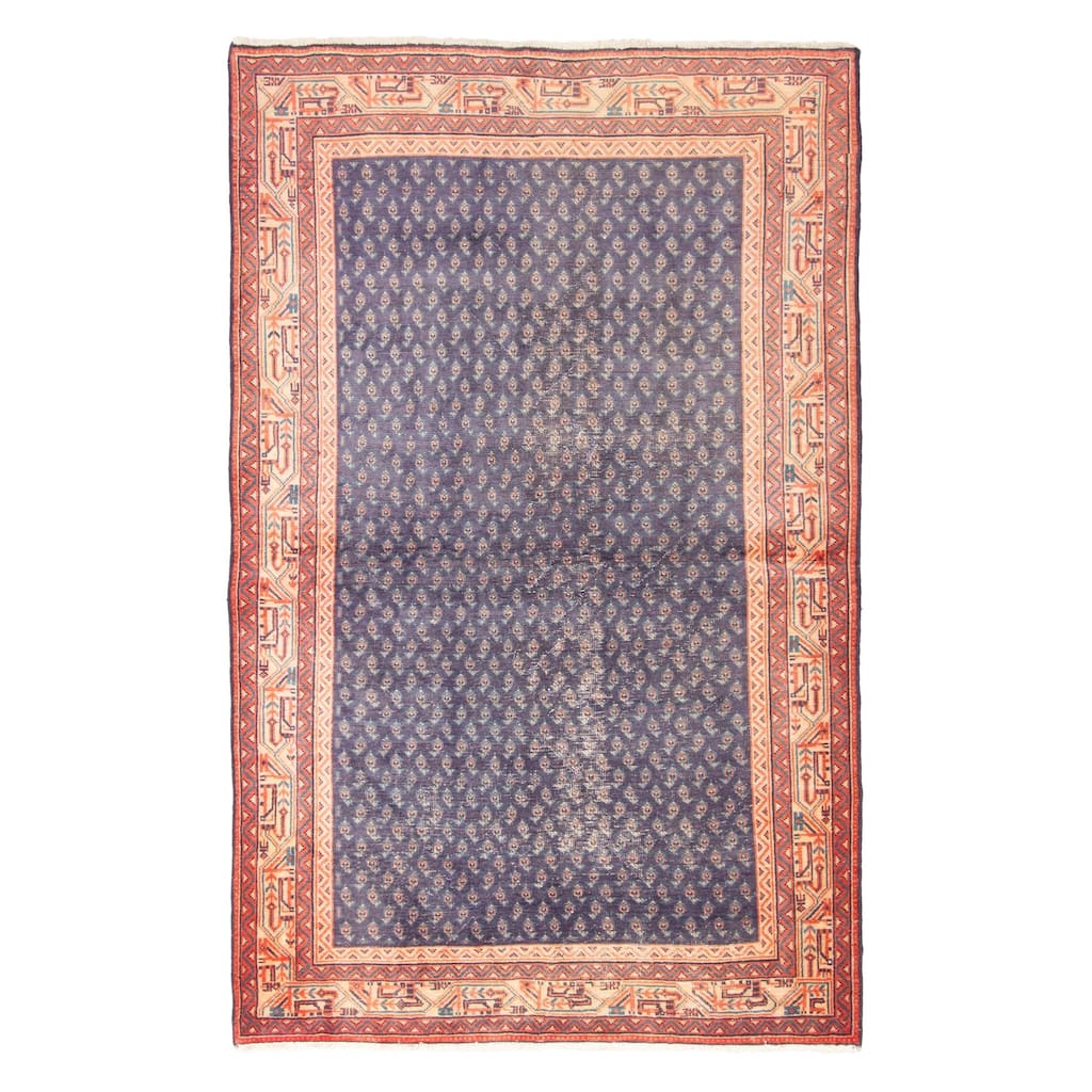 ECARPETGALLERY Hand-knotted Andelz Dark Navy Wool Rug - 4'2 x 6'10