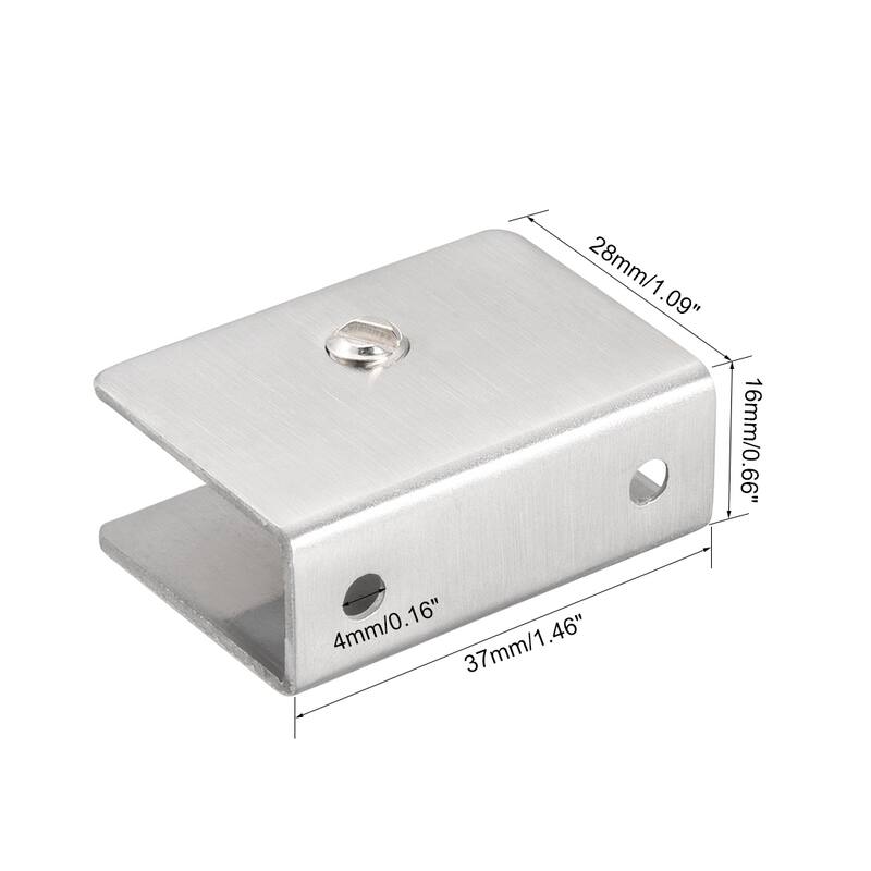 Glass Shelf Brackets, Stainless Steel Glass Clamp Rectangle for 8-12mm - Silver Tone - 2pcs