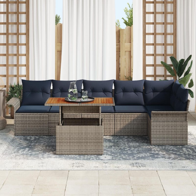 vidaXL 7 Piece Garden Sofa Set with Cushions - 117.1×52.2×27.2