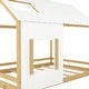 preview thumbnail 6 of 7, White+Natural Whimsical Pine Wood Twin House Bed with Roof and Window