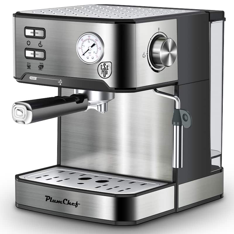20 Bar Professional Espresso Machine with Milk Frother, Single & Double Shot, ESE Pod Compatible, Pressure Display