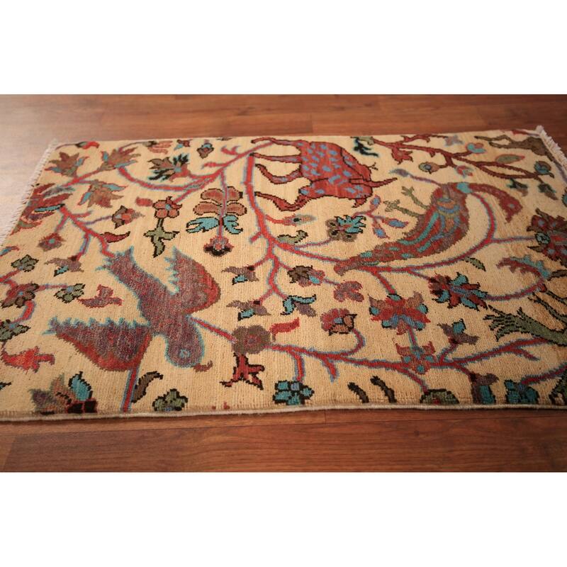 Animals Kazak Oriental Foyer Rug Hand-Knotted Wool Carpet - 2'0" x 3'0"