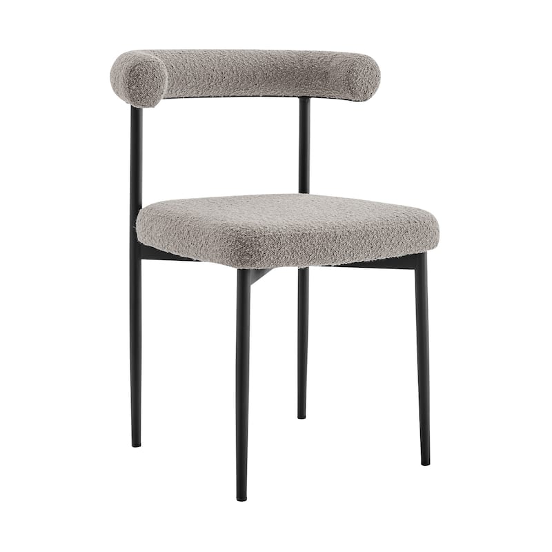 HomeRoots Set of Two Gray And Black Upholstered Polyester Open Back Dining Side Chairs