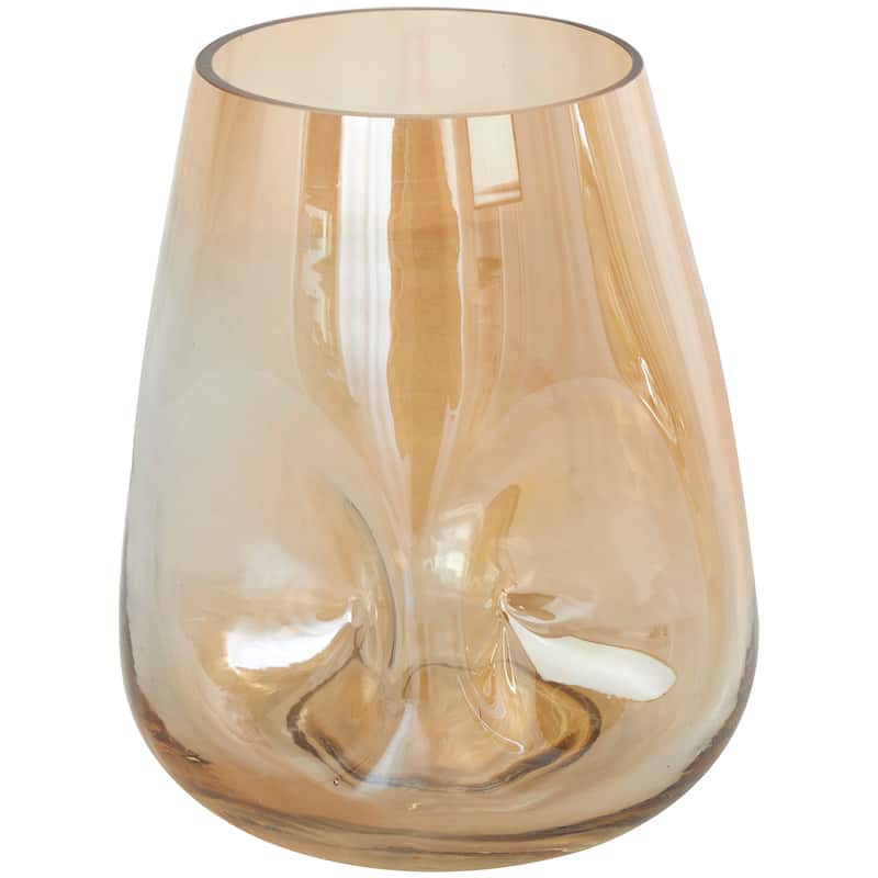 Glass Concaved Iridescent Vase - Set of 2 Gold - Roche River Decor - 7"W x 7"L x 11"H