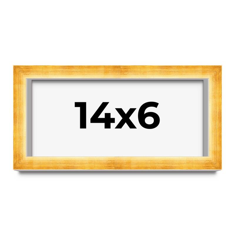 14x6 Shadow Box Frame Gold | 1.625 Inches Deep Real Wood Traditional