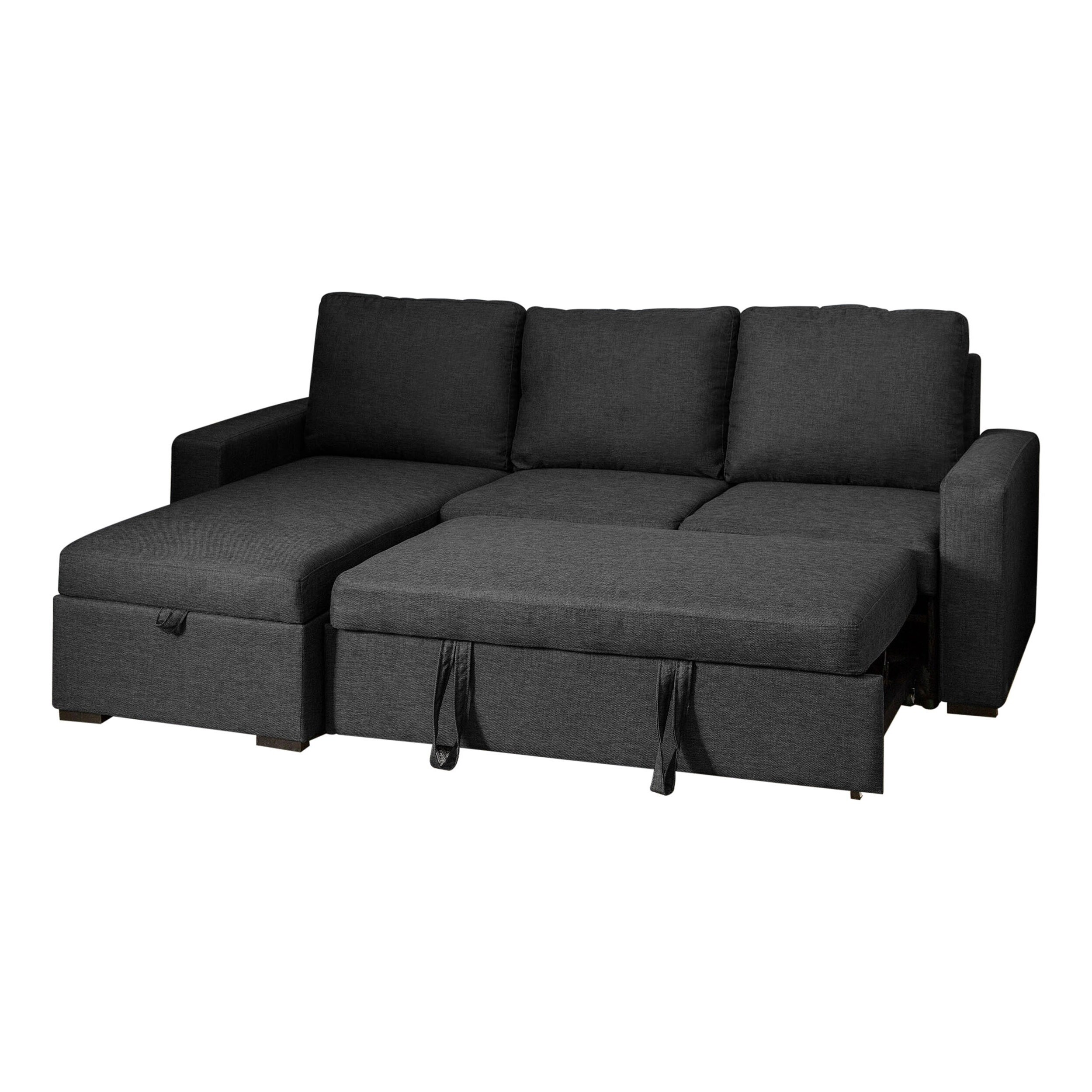 Abbyson Newport Upholstered Sleeper Sectional With Storage Overstock 11769165