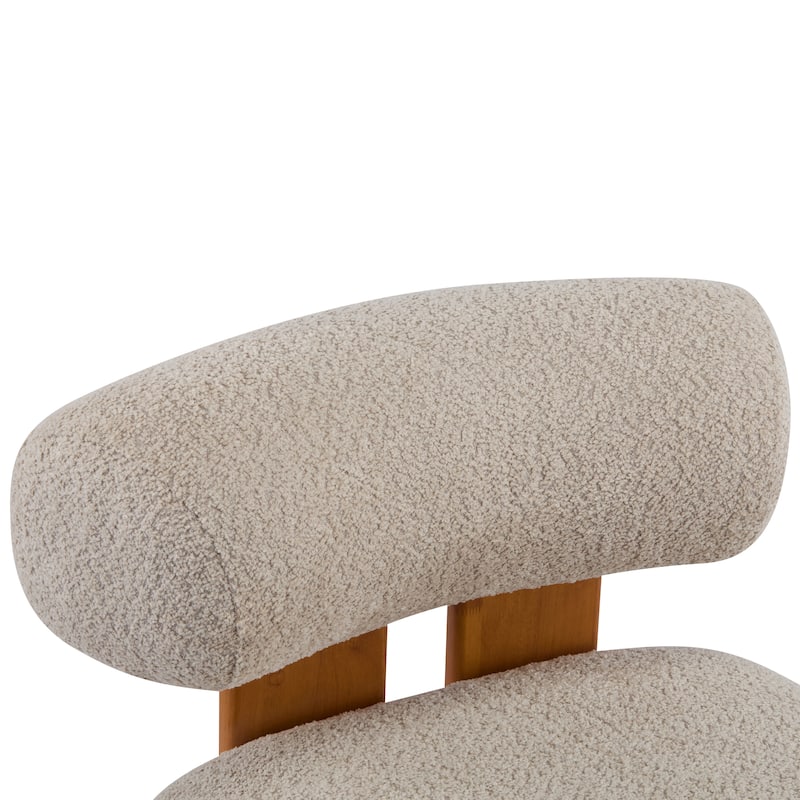Christopher Knight Home - Mid-Century Fabric Accent Chair with Curved Backrest and Solid Rubberwood Frame