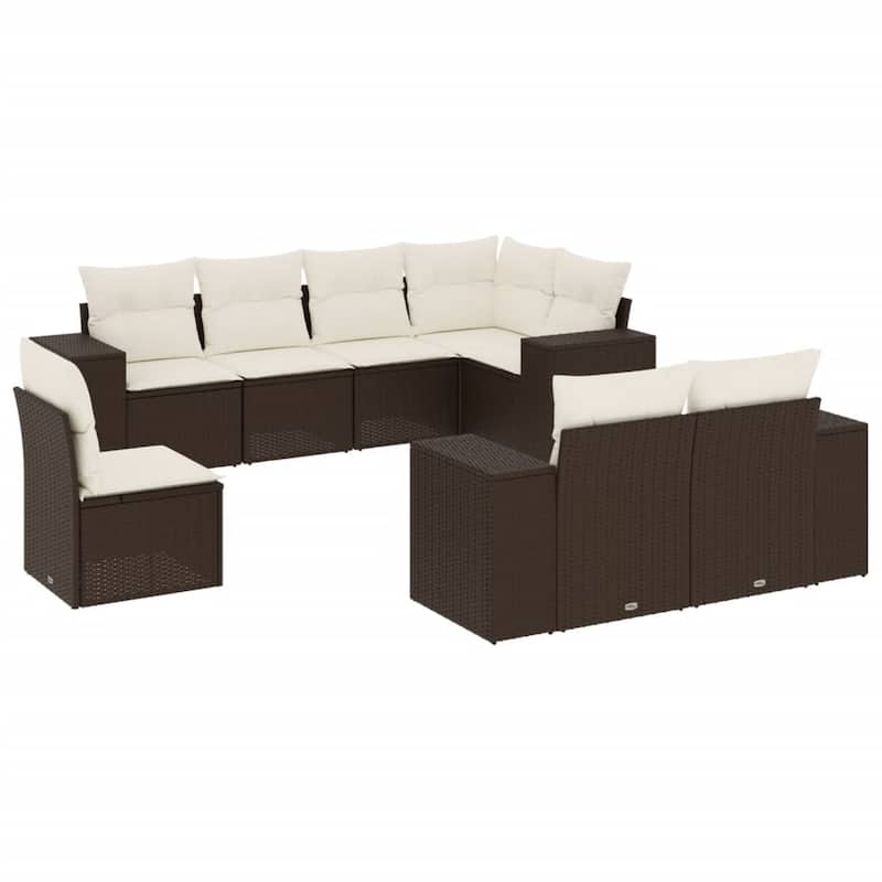 vidaXL Patio Sofa Set with Cushions Outdoor Conversation Furniture Poly Rattan
