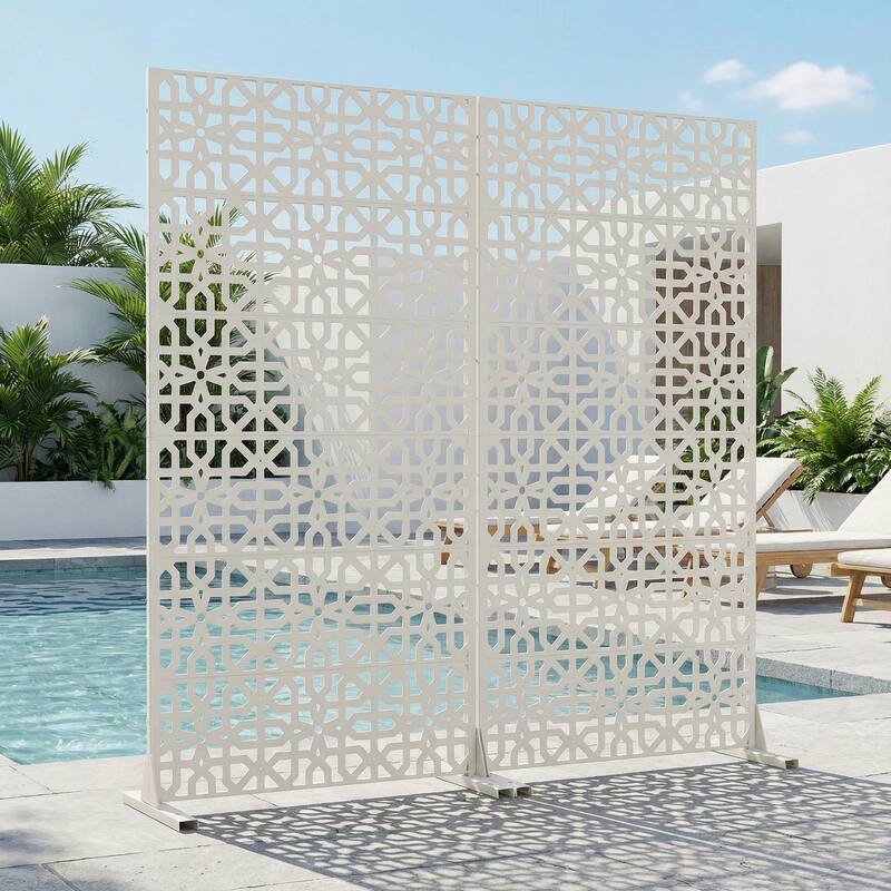 Rectangle Outdoor Privacy Screens Metal Screen Fence Panel Set of 2