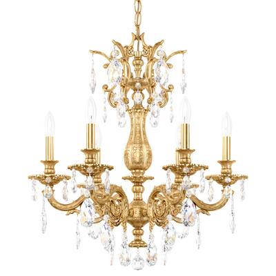 Milano 6 Light Chandelier Heirloom Gold Clear Optic Crystal - One Size